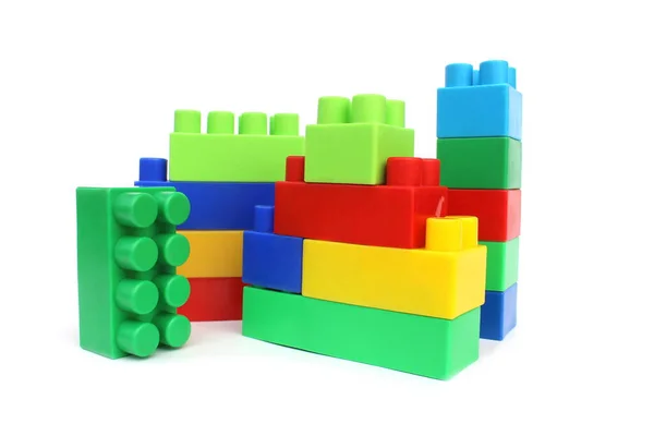 Bright Multicolored Toy Constructor White Isolated Background Entertaining Children — Stock Photo, Image