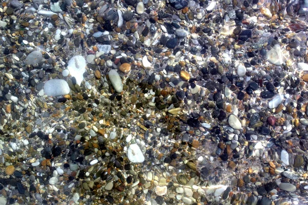 Pebble Beach Small Pebbles Clear Sea Water — Stock Photo, Image
