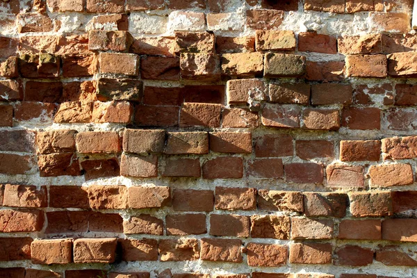 Textura Uma Antiga Parede Tijolos Tijolos Lascados — Fotografia de Stock