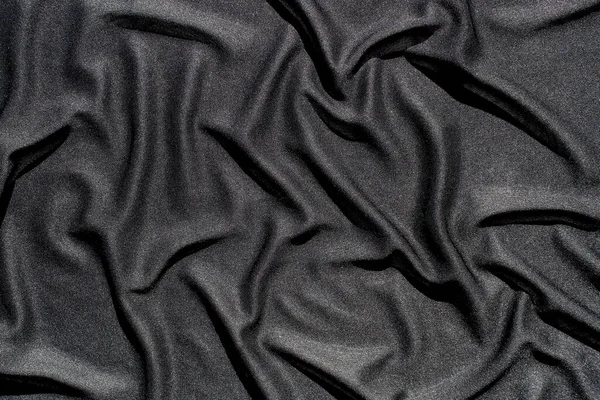 Tissu Noir Trouve Avec Des Plis Sous Forme Draperie — Photo