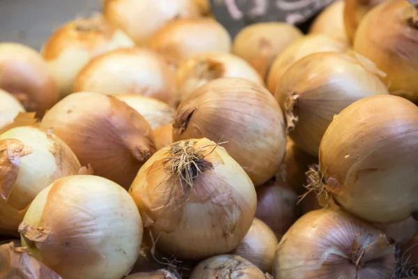 Świeże cebule na rynku — Zdjęcie stockowe