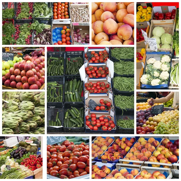 Greengrocer market - collage — Stock Photo, Image