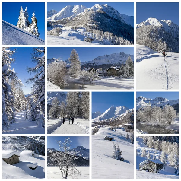 Vinter landskap collage — Stockfoto