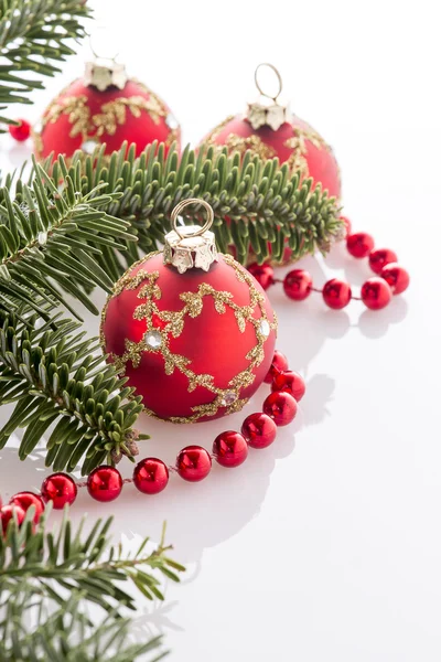 Red christmas ball decorations — Stock Photo, Image