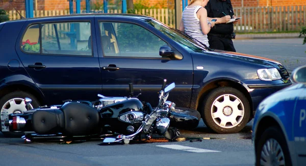 Collision Moto Avec Voiture — Photo