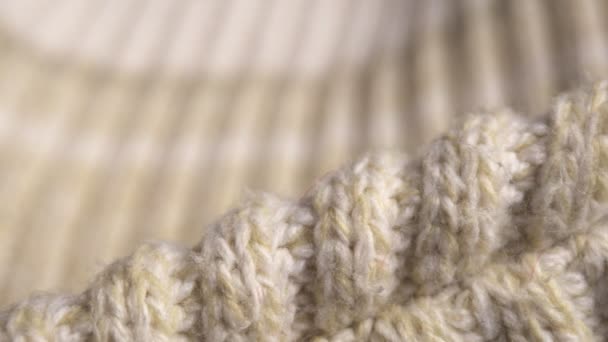 Pull d'hiver tricoté fibres. Gros plan. Curseur vidéo macro — Video