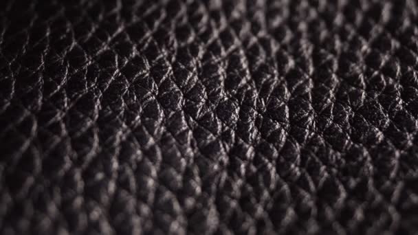 Close-up textura de couro preto. Controle deslizante de vídeo macro — Vídeo de Stock