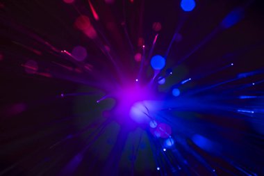 Fiber optik ağ kablosu bokeh renkli ışığı bulanıklaştırdı