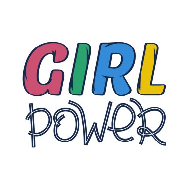 Kızlar için ilham verici bir alıntı. El yazısıyla yazılmış dekoratif poster. El yazısıyla çizilmiş güç kartı. Beyazda izole edilmiş.