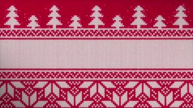 Çirkin Noel süveteri kıvrımlı arka plan. Kırmızı ve beyaz örülmüş bir kazağa benzeyen hareketli kış tatili geçmişi..