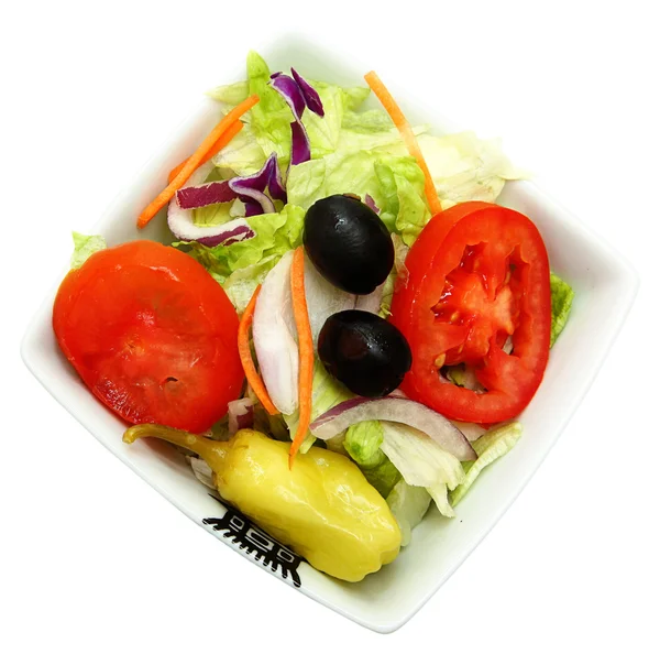 Sallad, tomat, lila kål, Jalapeno, Oliver sallad — Stockfoto