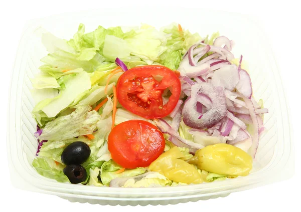 To Go Salad with Lettuce Onion, Olives and Jalapeno — Stock Photo, Image