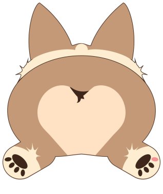 Super Cute Corgi Sploot Puppy Butt Illustration Isolated on White with Clipping Path for Sublimation Projects on Shirt, Tote Bags, Mugs.