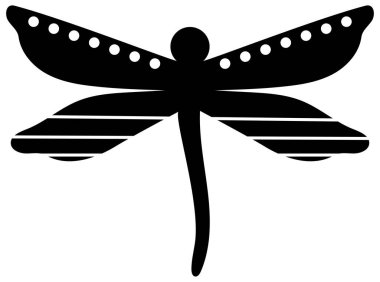 Süblimleşme, Isı Aktarımı veya Vinil Yazdırma Tasarım Projeleri İçin Kırpma Yolu ile Siyah ve Beyaz Geometrik Dragonfly