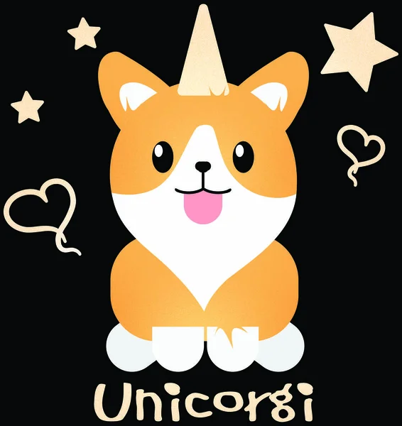 Unicorgi Unicorn Corgi Hearts Stars Clipping Path Isolate Sublimation Projects — 스톡 사진