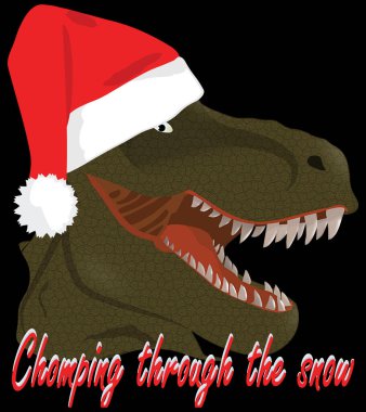 T-Rex Noel Baba Karları Kırpıyor Kırpma Yolu Çizimi Kolay Şeffaf Arkaplan İçin Siyah Üzerine İzole Edildi.