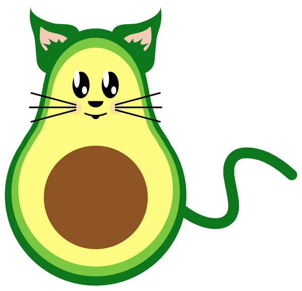 Avocado Cat Avacato Funny Illustration Isolated White Clipping Path Easy Royalty Free Stock Images