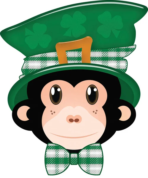 Monkey Leprechaun Kid Friendly Saitn Patricks Day Illustration Clipping Path — Stock fotografie