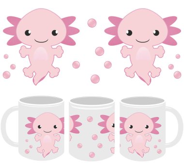 Pembe Axolotl Sabıka Tasarımı Şablonu ve Klipsleme Şablonu, Talep Bırakma Üzerine Yazdırma İçin Beyaz Yol Ayıklandı