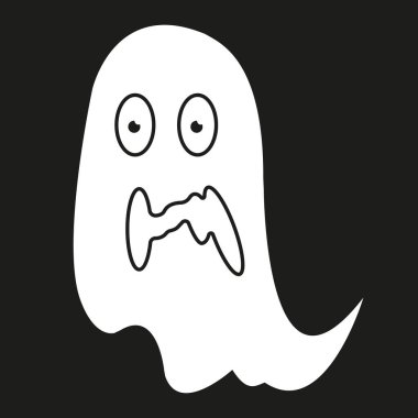 Basit bir hayalet çizimi. Cadılar Bayramı vektör simgesi. Sevimli çizgi film karakterleri.