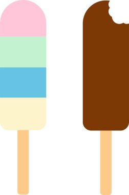 Dondurmalı ikonlar. Siyah çikolatalı dondurma logosu. Meyveli dondurma ikonu. Tatlı dondurulmuş tatlı. Çeşitli renkte dondurmalar. Sundae renkli logo.