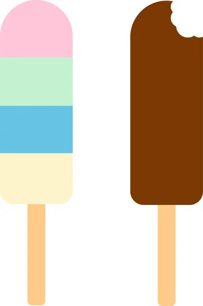 Icons Stick Ice Cream Sundae Logo Black Chocolate Fruit Ice — Stock Vector