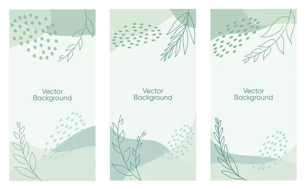 Abstract Leaves Vector Modern Stories Background Set Inglês Fundo Ilustração Ilustração De Stock