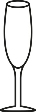 Şampanya cam logosu. Şampanya için siyah doğrusal cam. Vektör simgesi.