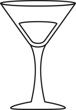 Martini cam logosu. Siyah doğrusal martini bardağı. Vektör kokteyl simgesi.