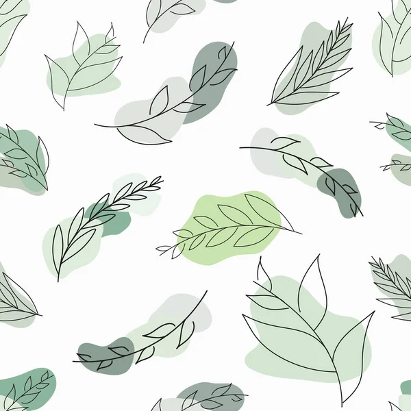 Nahtloses Vektormuster Mit Blättern Und Grünen Flecken Muster Mit Minimalen — Stockvektor