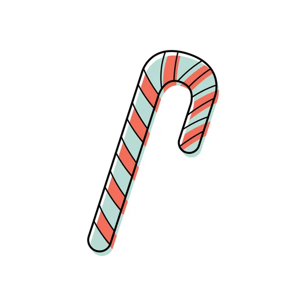 Illustrazione Vettoriale Del Bastoncino Dolce Canna Zucchero Natale Capodanno Icona — Vettoriale Stock