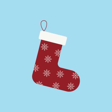 Noel için çorap. Projeleriniz için yeni yıl çoraplarının vektör renkli çizimi. Dekorasyon Noel şömine simgesi. 