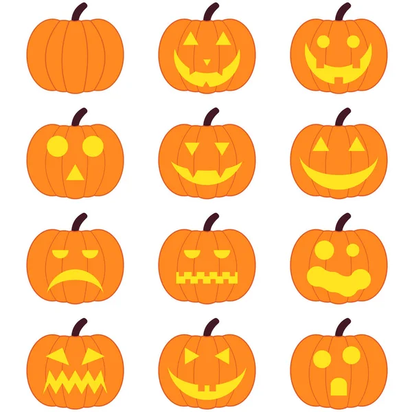 Ensemble Logo Halloween Citrouille Stiker Pack Lanternes Jack Logo Halloween — Image vectorielle