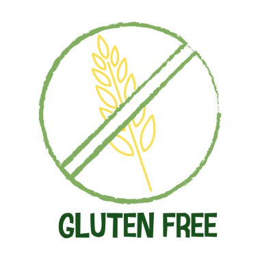 Glütensiz ikon. Yiyecek ambalajı için vektör illüstrasyonu. 
