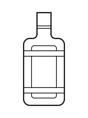 Alkolik doğrusal şişe çizimi. Alkol kokteyli ikonu. Bar menüsü düz vektör logosu. Taslak vektör sanatı. 