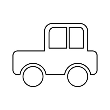 Araba vektör simgesi. Vektör araba oyuncağı tasviri. Soyut simgeler. Bebek için doğrusal oyuncaklar.  