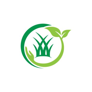 Çimen doğa ikonu tasarım şablonu izole edilmiş illüstrasyon