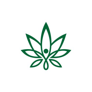 Marihuana yaprağı ikonu tasarım şablonu izole çizimi