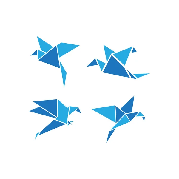 Origami-Vogel-Symbol-Design-Vorlage Vektor isoliert — Stockvektor