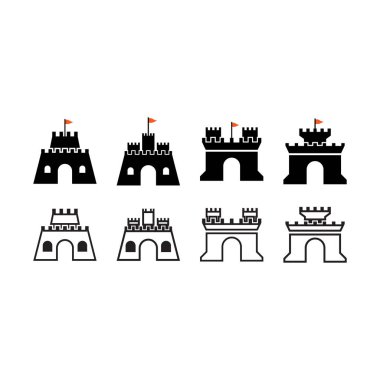 Castle simgesi tasarım şablonu vektör izole illüstrasyonu
