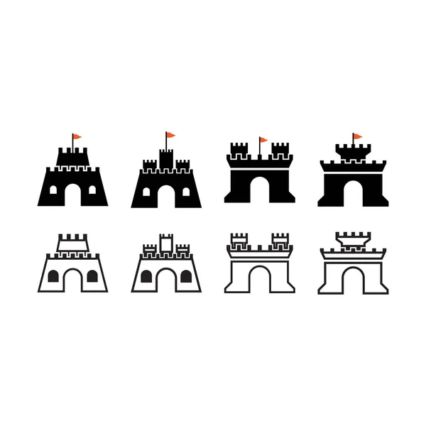 Ilustração isolada do vetor do modelo do ícone do castelo —  Vetores de Stock