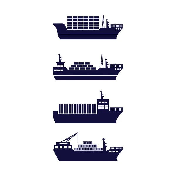 Шаблон Дизайну Іконок Вантажного Корабля Векторні Ізольовані Ілюстрації — стоковий вектор