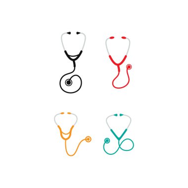 Stetoskop tasarım şablonu izole edilmiş vektör çizimi