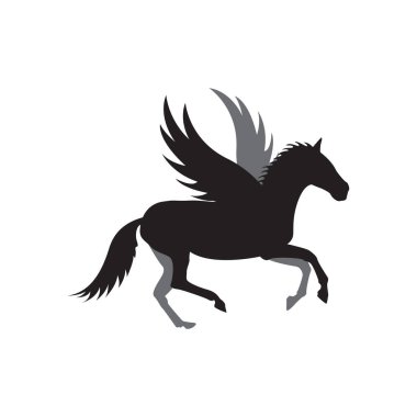 Tek boynuzlu at tasarım şablonu izole edilmiş vektör illüstrasyonu