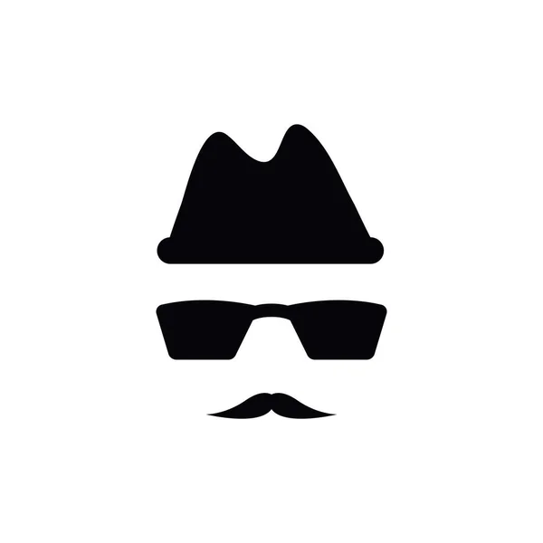 Espion Avec Moustache Icône Modèle Conception Vecteur Isolé — Image vectorielle