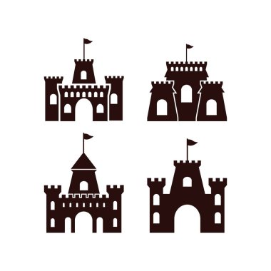 Castle simgesi tasarım şablonu vektör izole illüstrasyonu