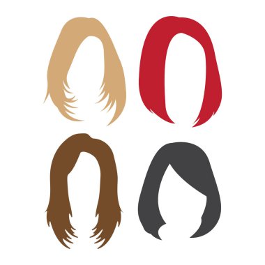Peruk saç simgesi tasarım şablonu izole edilmiş vektör illüstrasyonu