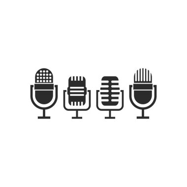Mic podcast ikon tasarım şablonu izole edilmiş illüstrasyon