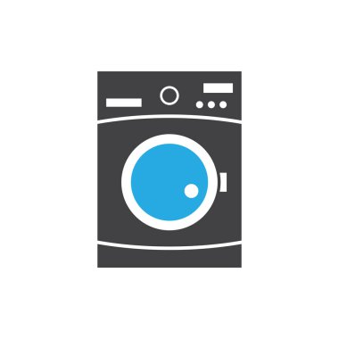 Çamaşır makinesi simgesi tasarım şablonu izole edilmiş vektör çizimi