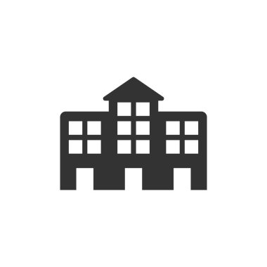 Okul binası ikon tasarım şablonu izole edilmiş vektör illüstrasyonu